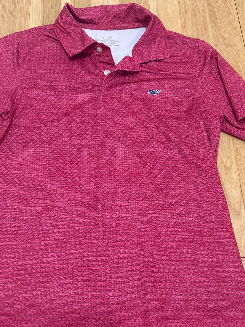 Vineyard Vines Kids - Size 8-10 Red Patterned Performance Polo